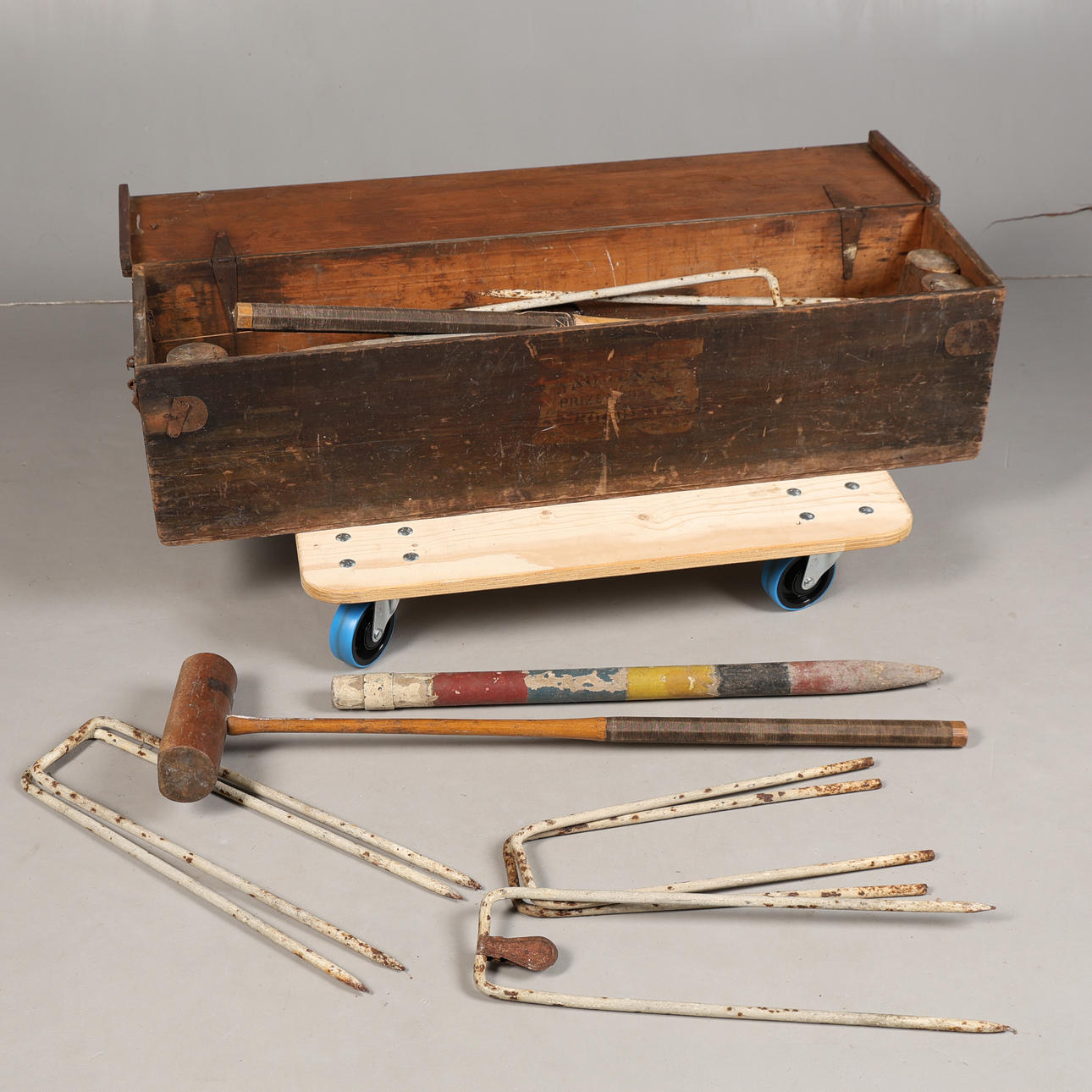 A BOXED CROQUET SET.