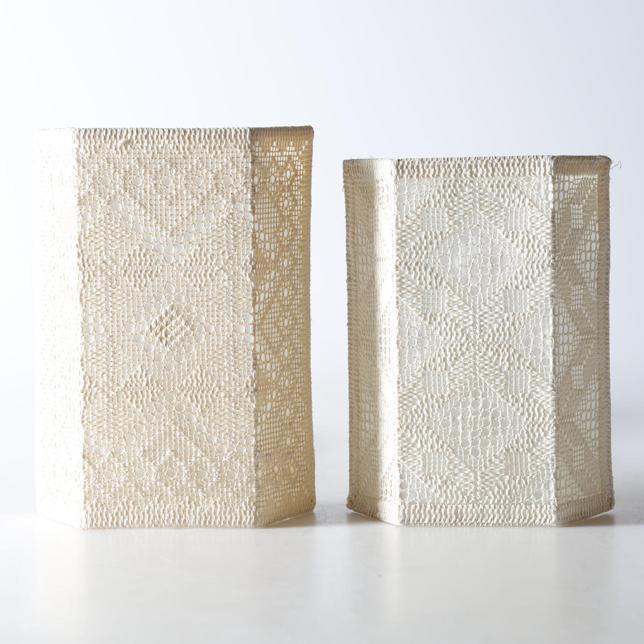 Two textile wall lamps, handstitched, 20th century.