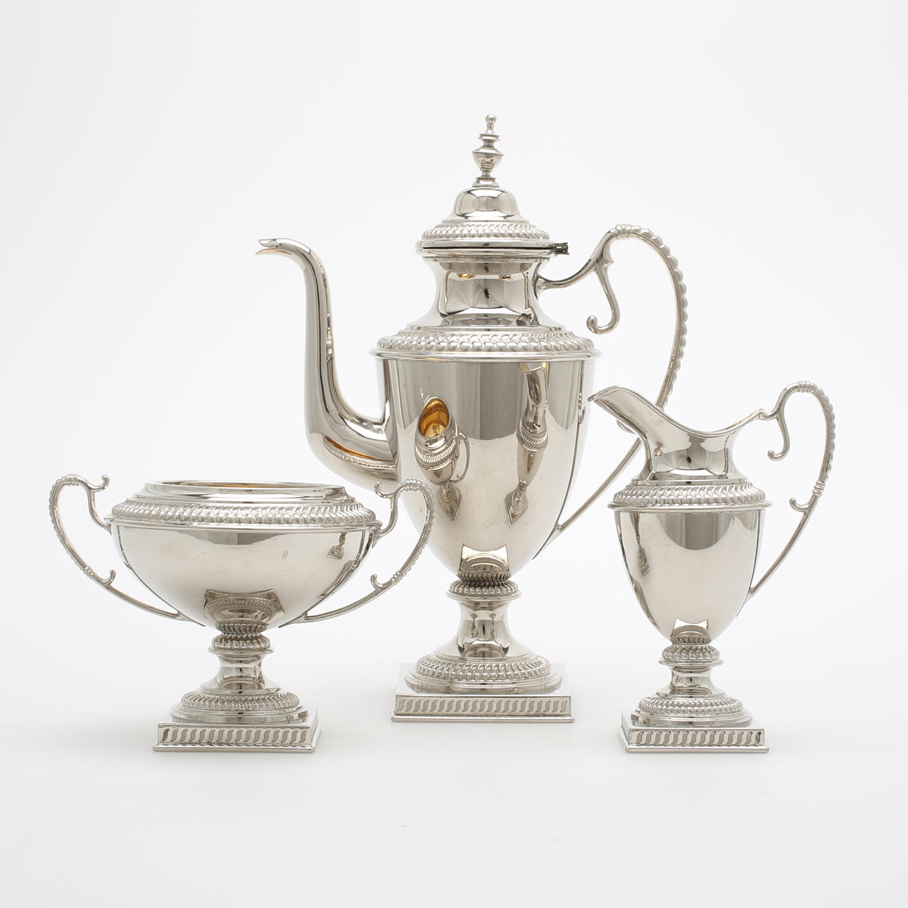 KAFFESERVIS, 3 delar, nickel, Johan Engström, 1900-talets första hälft.