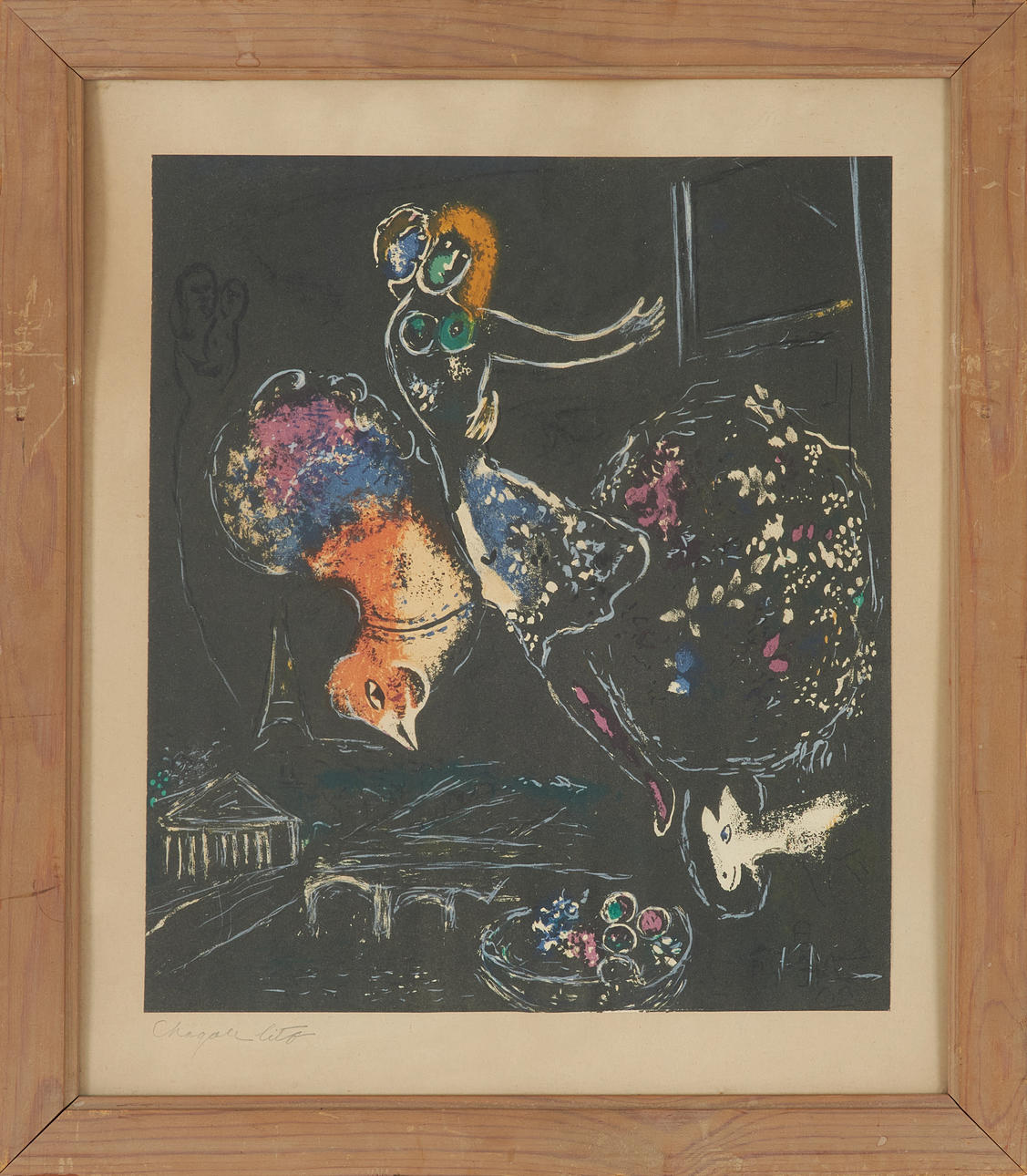 AFTER MARC CHAGALL. “La Nuit à Paris”, color lithograph, 1954