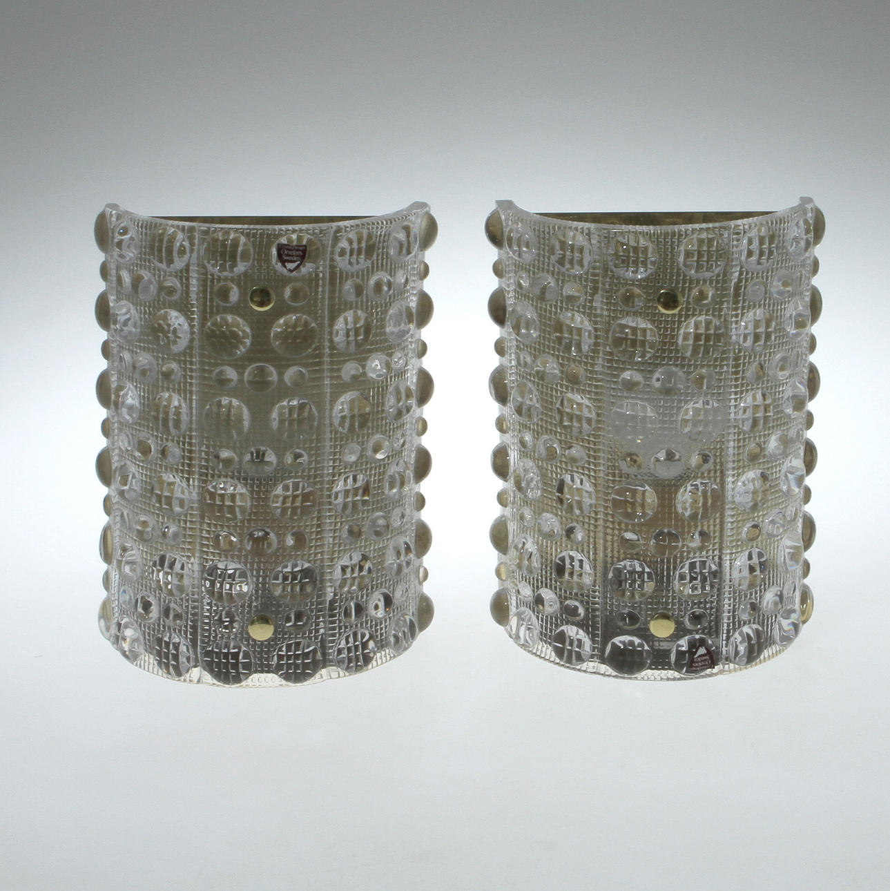 VÄGGLAMPOR, glas, 1 par, Carl Fagerlund, Orrefors.