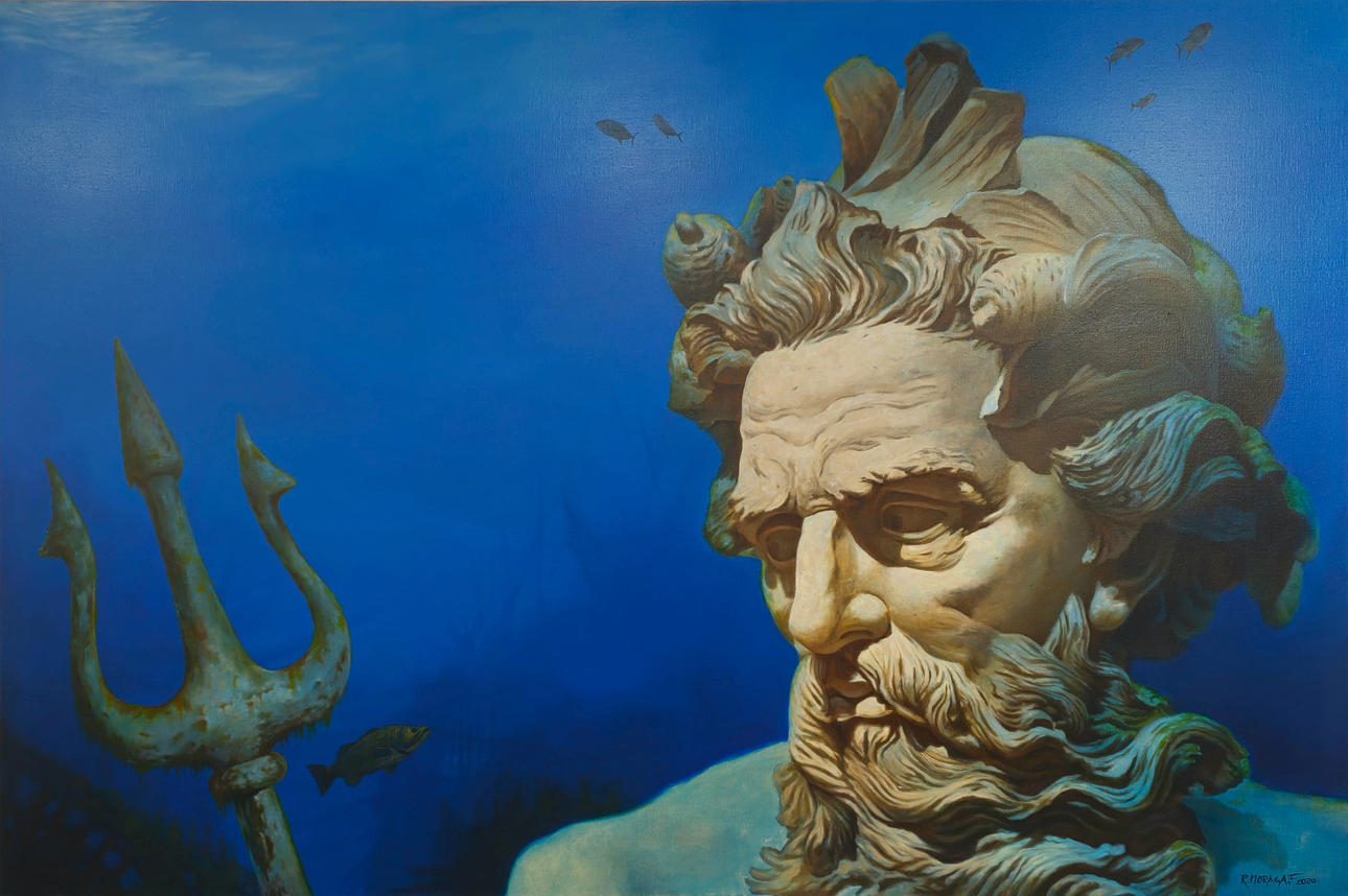 RICARDO MORAGA. "Poseidón". Óleo sobre lienzo.