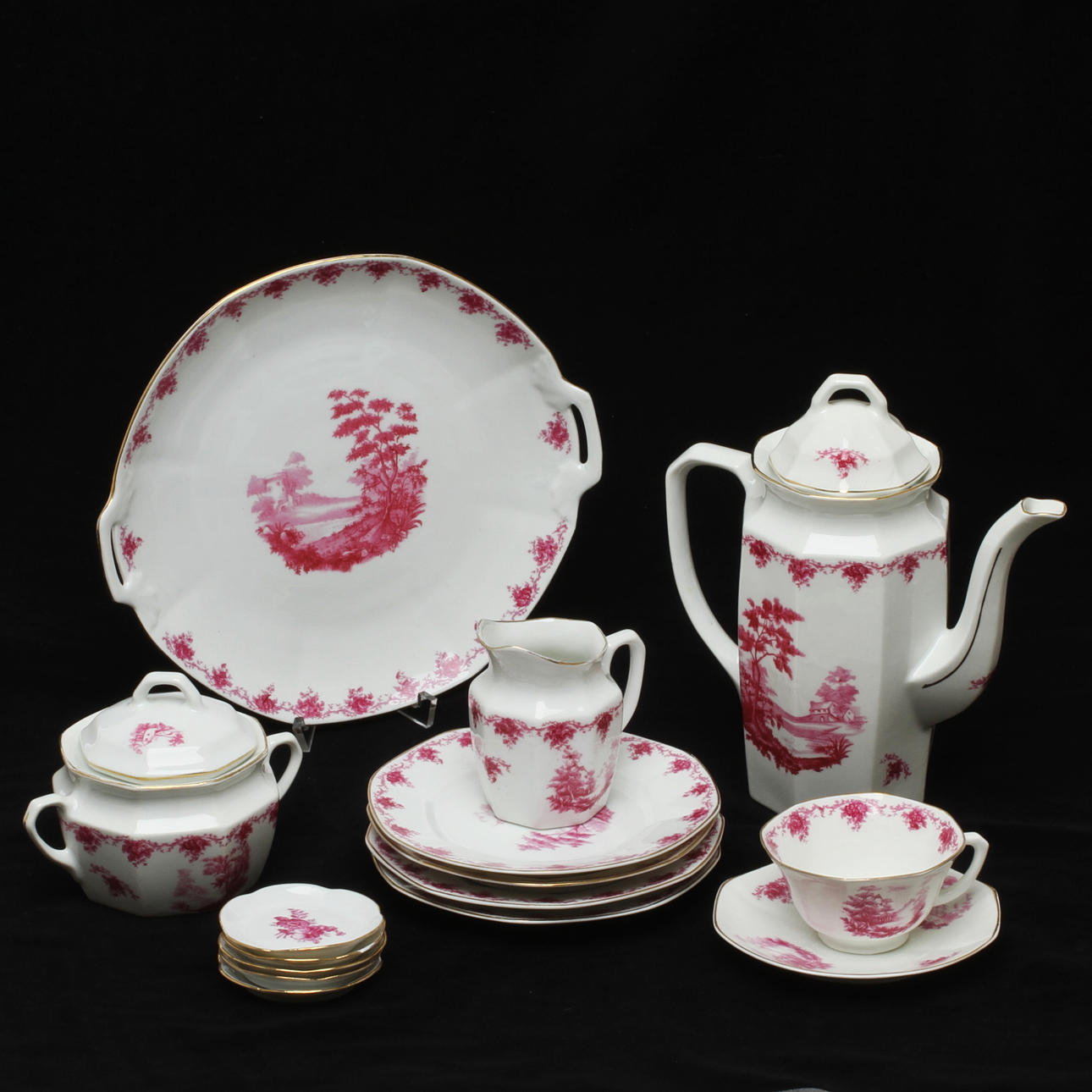 KAFFESERVIS, 30 delar, porslin, Lidköpings Porslinsfabrik.