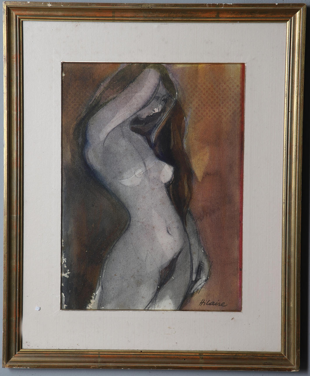 CAMILLE HILAIRE (1916-2004). NU SUR FOND ROUGE.