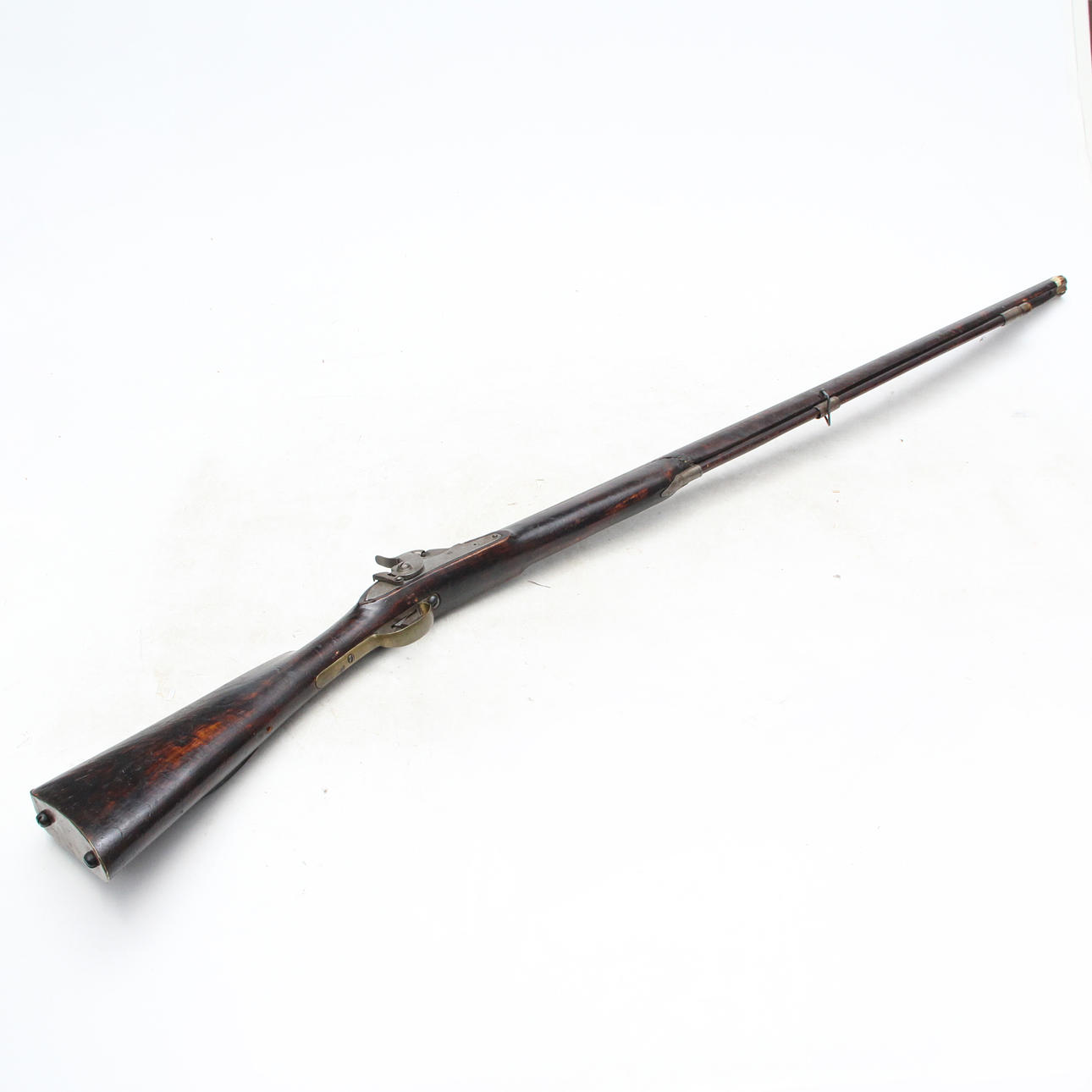 A 19th century rifling with lock mechanism, part of horn at the barrel ...
