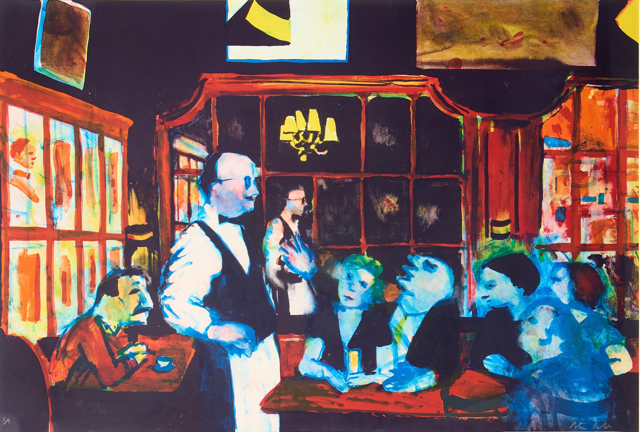 PETER DAHL. Cafe motif, lithography.