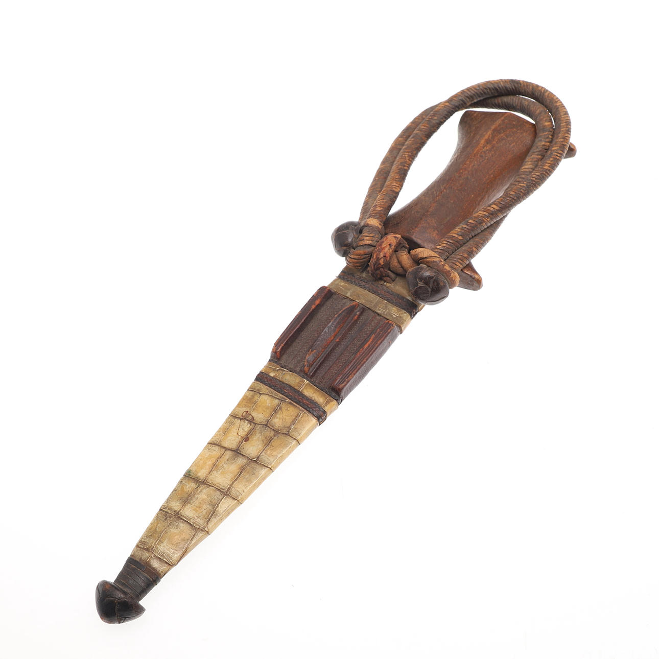 A SUDANESE ARM DAGGER AND SCABBARD.