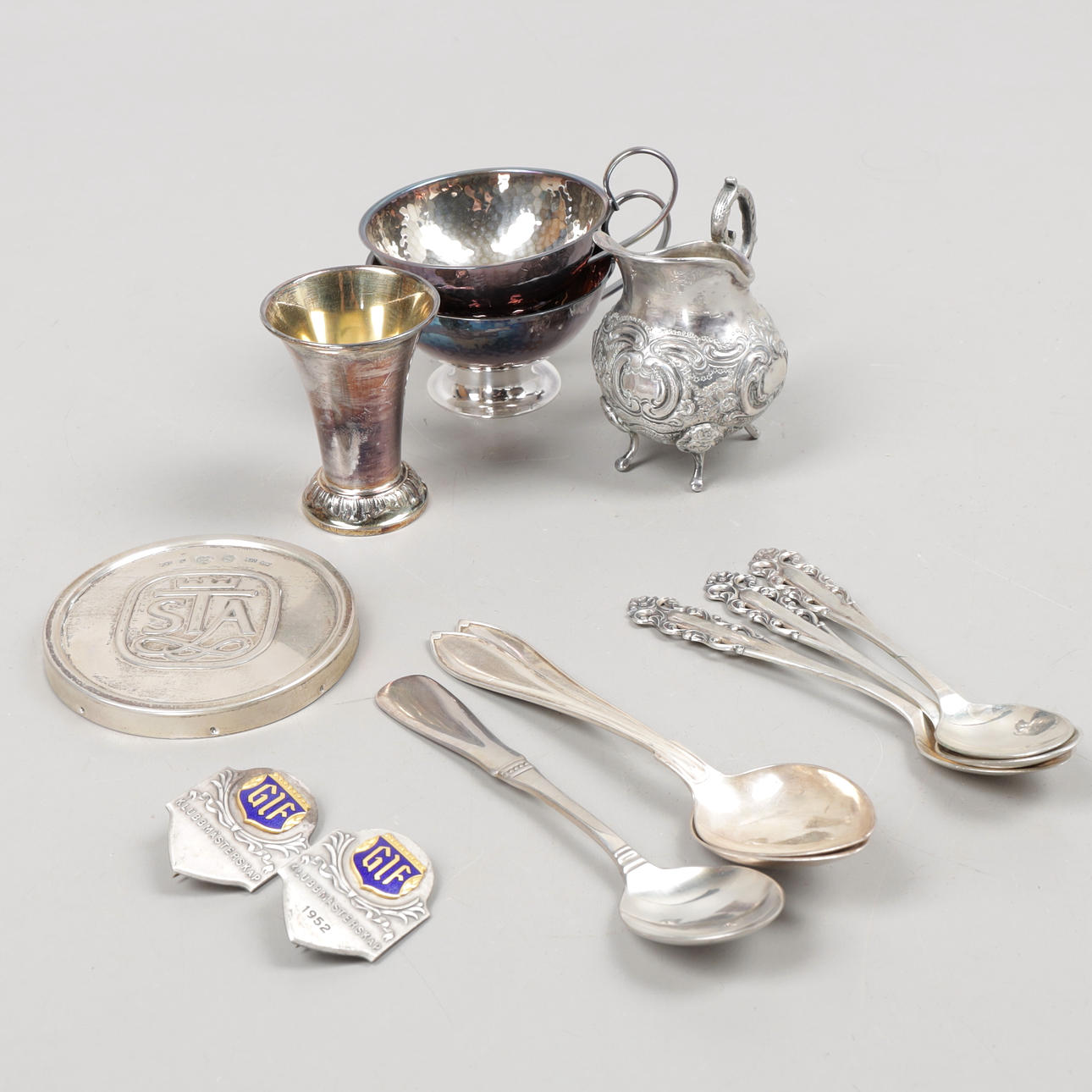 SILVER OBJECTS, 13 pcs, total weight 269 grams. Silver & Metals ...