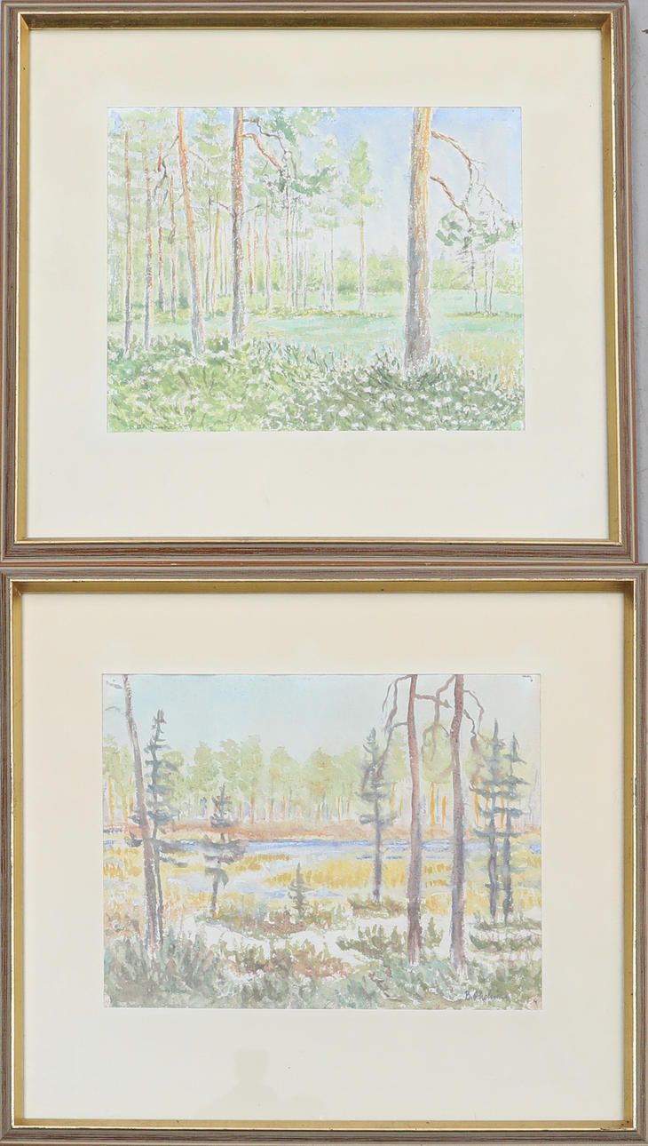 OIDENTIFIERAD KONSTNÄR. Watercolours, two pieces, signed.