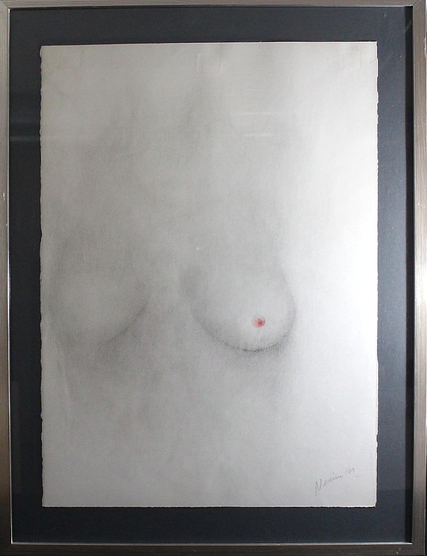 SUSANNE NESSIM. teckning, kvinnoporträtt, signerad, daterad -79.