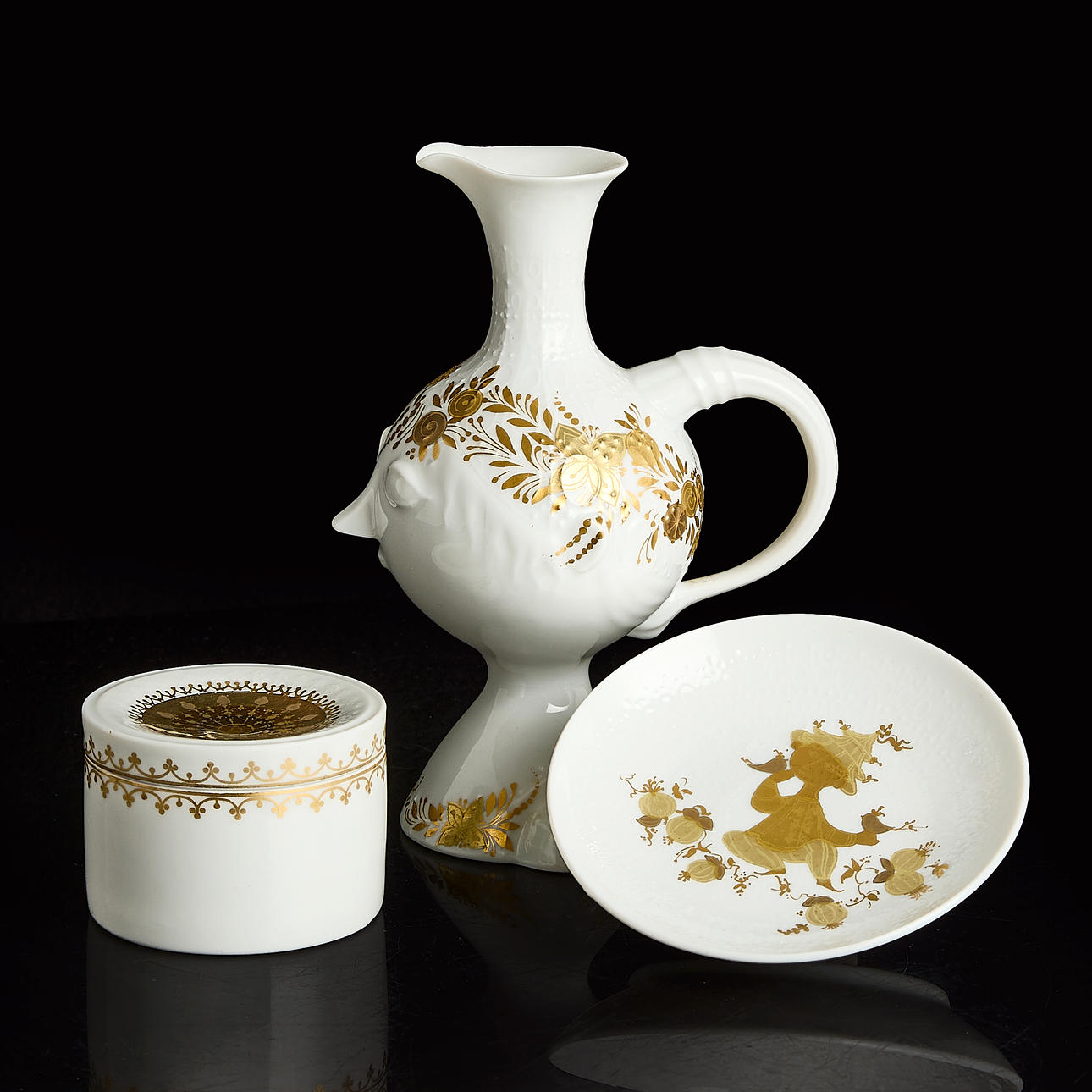 BJÖRN WIINBLAD, vase, saucer, box, for Rosenthal, romanze