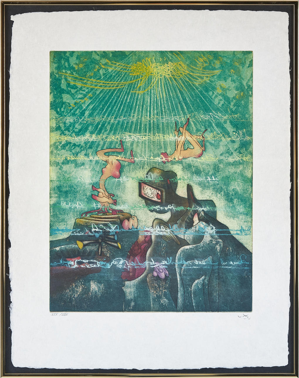ROBERTO MATTA. “Epaisser de haut-mer” colour etching, signed.