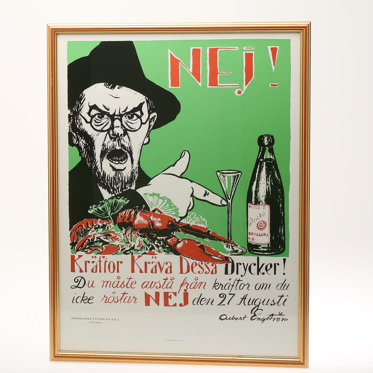 ALBERT ENGSTRÖM. Affisch, "Kräftor Kräva Dessa Drycker!".