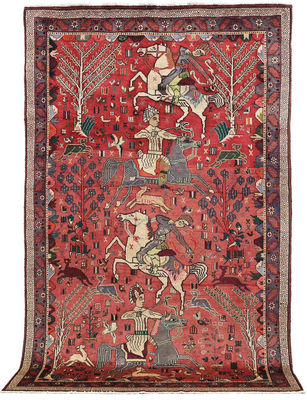 MATTA, persisk, figural gashgai, jaktmotiv, 270 x 172 cm.