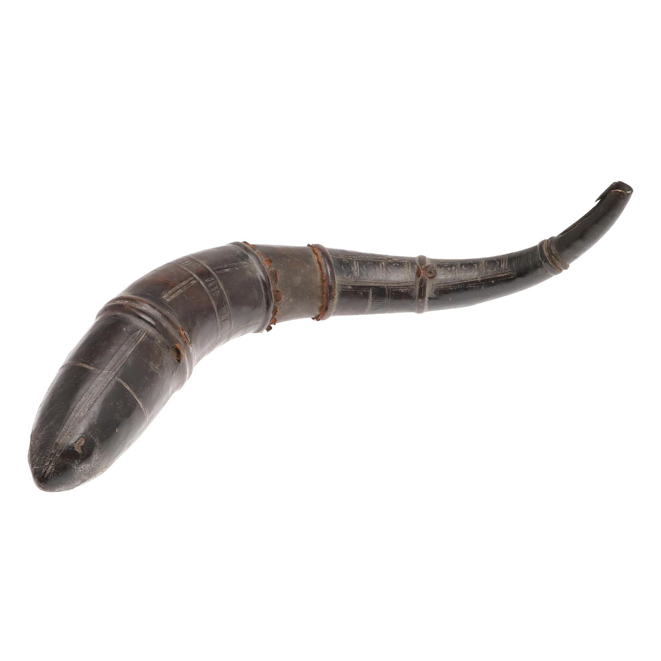 AN AFRICAN POWDWER FLASK, SUB SAHARAN.