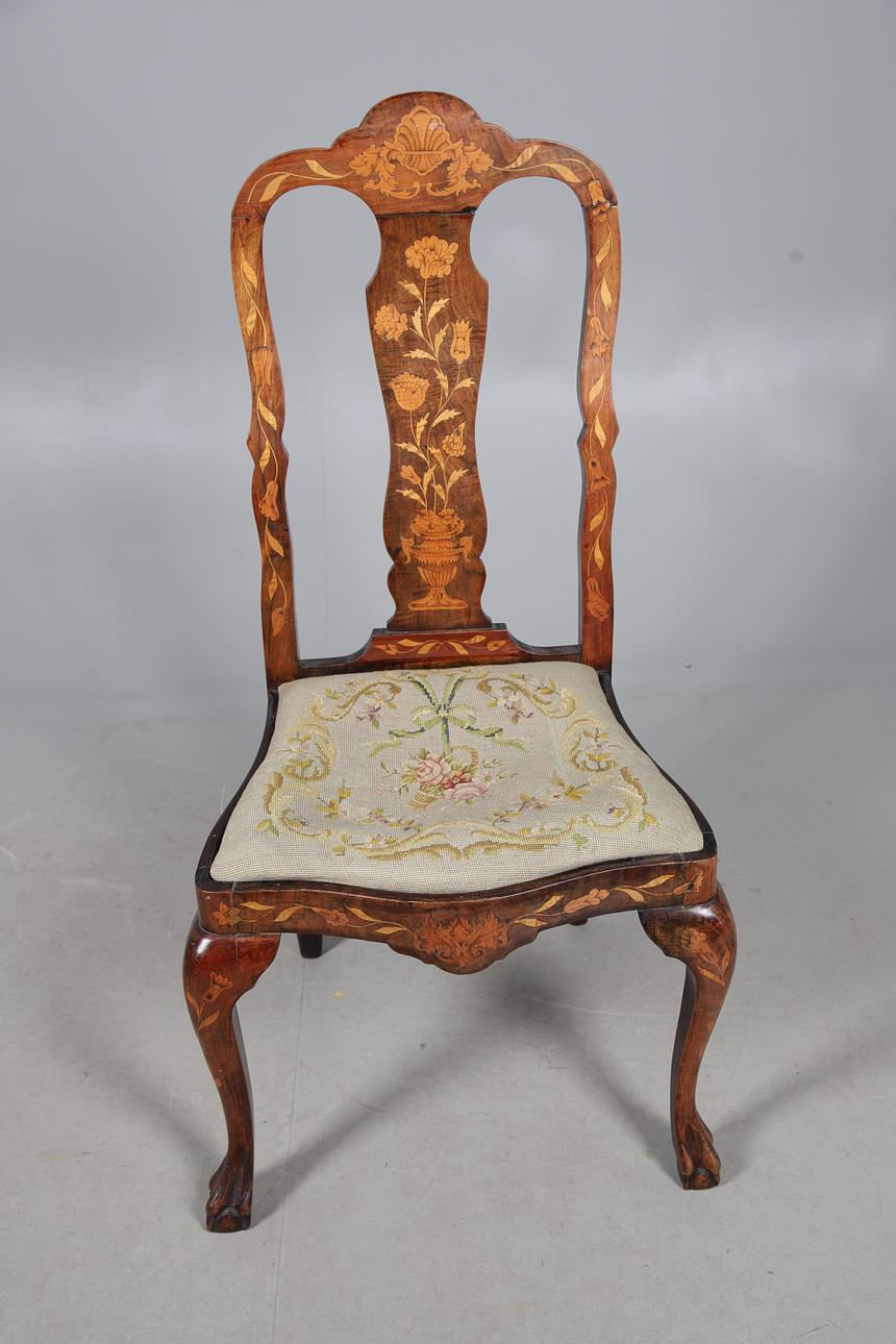 AN EARLY 19TH CENTURY DUTCH MARQUETRY INLAID CHAIR. Furniture ...