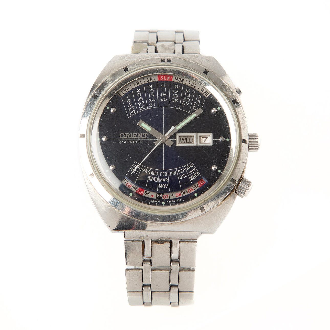 ORIENT, a 1970s steel wristwatch.