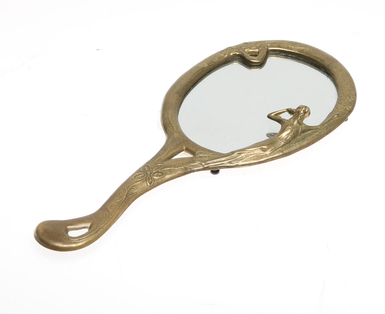 HANDSPEGEL, mässing, jugend, tidigt 1900-tal.