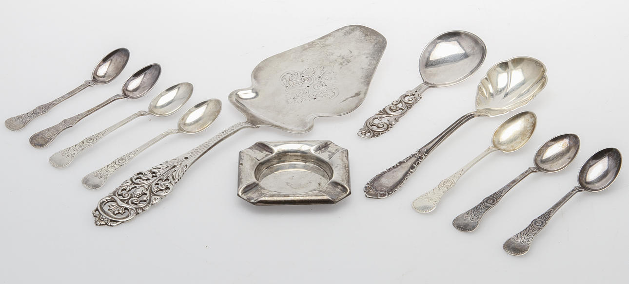 SILVERFÖREMÅL, 11 delar. Ca 240 gram.