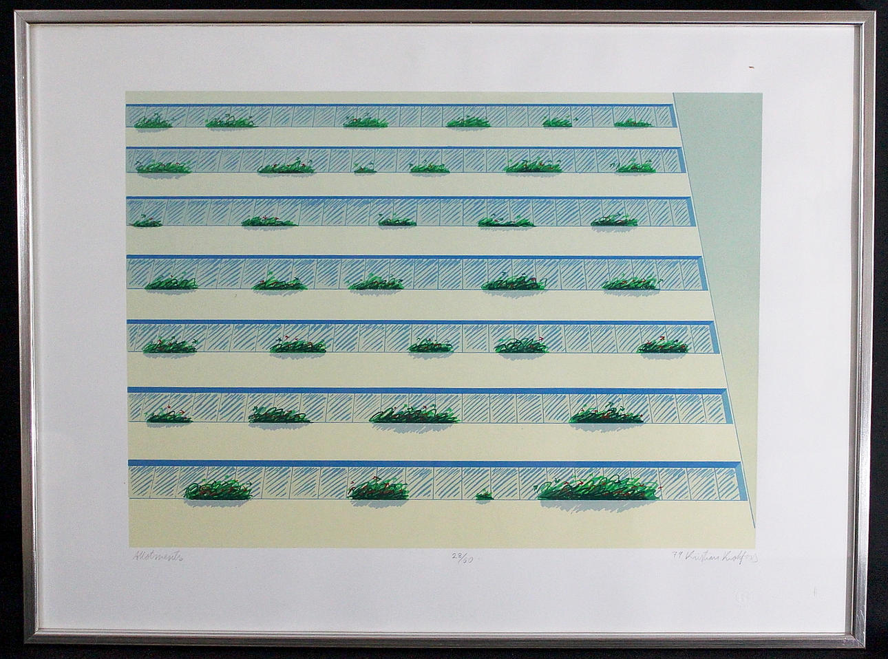 KRISTIAN KROKFORS. färglitografi, " allotment" signerad, numrerad 28/60.