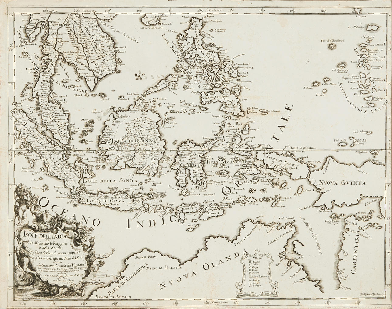 MAP OF SOUTH EAST ASIA AND PART OF AUSTRALIA by De Rossi, Rome 1683 ...