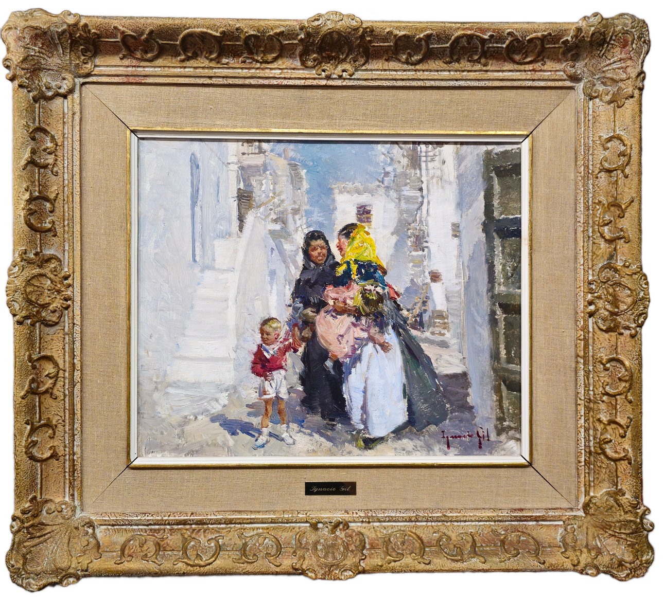 IGNACIO GIL SALA. PAYESAS IBICENCAS. ÓLEO SOBRE LIENZO.