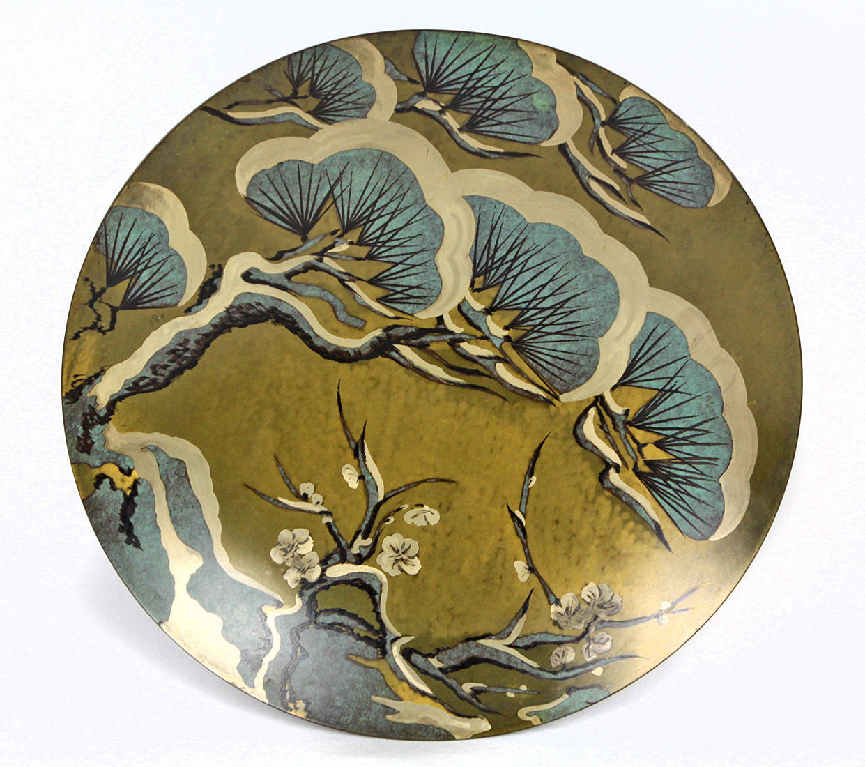 WMF IKORA MÄSSINGSSKÅL, träd med blomgrenar.