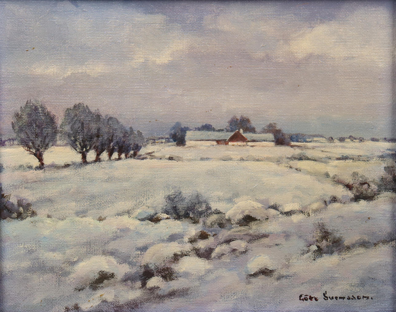 GÖTE SVENSSON, oil on canvas, Scanian winter landscape. Art - Paintings ...