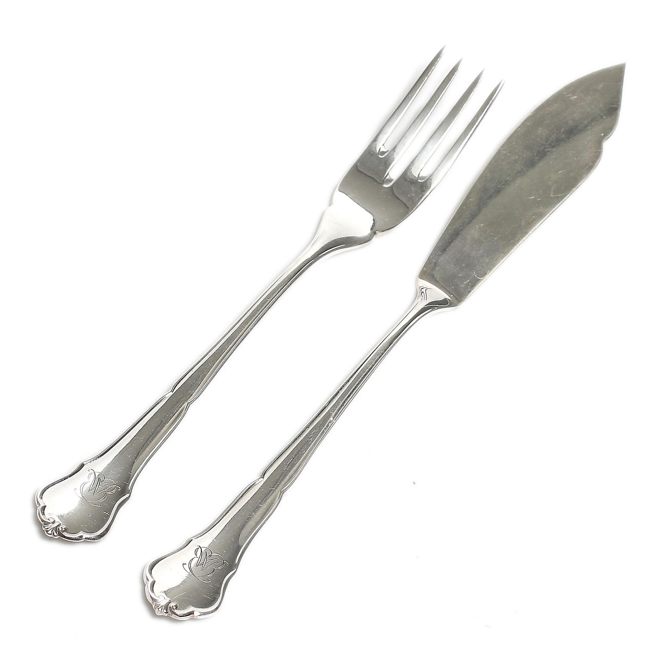 FISKBESTICK, silver, "Hansa", C.G. Hallberg, 1946. Vikt 1050 gram.