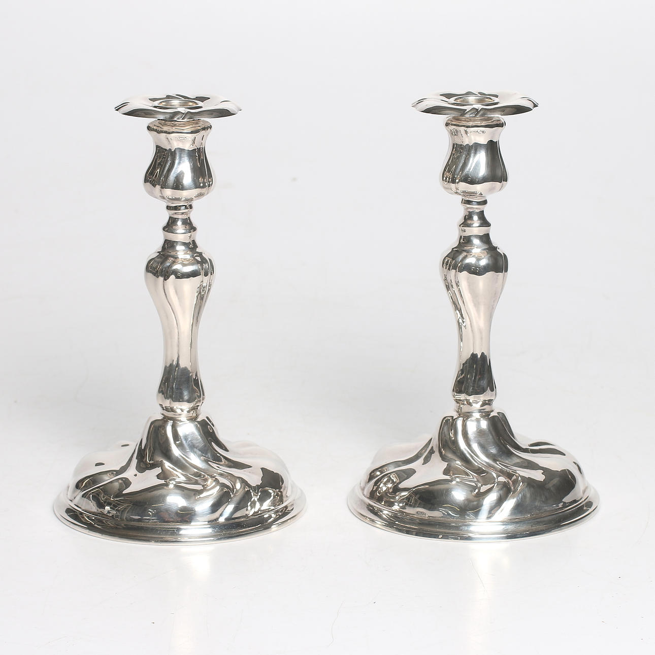 LJUSSTAKAR, 2 st, nysilver, TESI. 1900-tal.