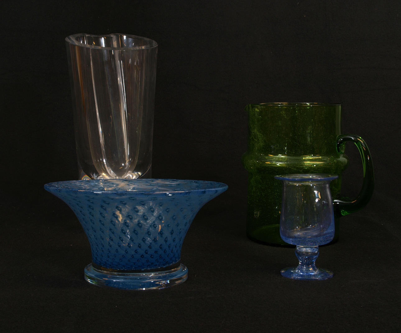 VASER; SKÅL OCH BRINGARE, glas och kristall, 4 delar, bland annat Kosta Boda.