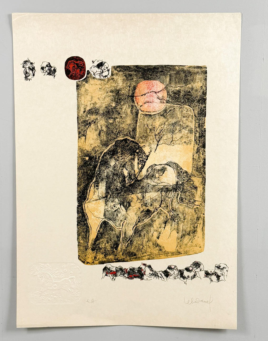 Dang Lebadang, lithograph, 'Composition with Horse II'.