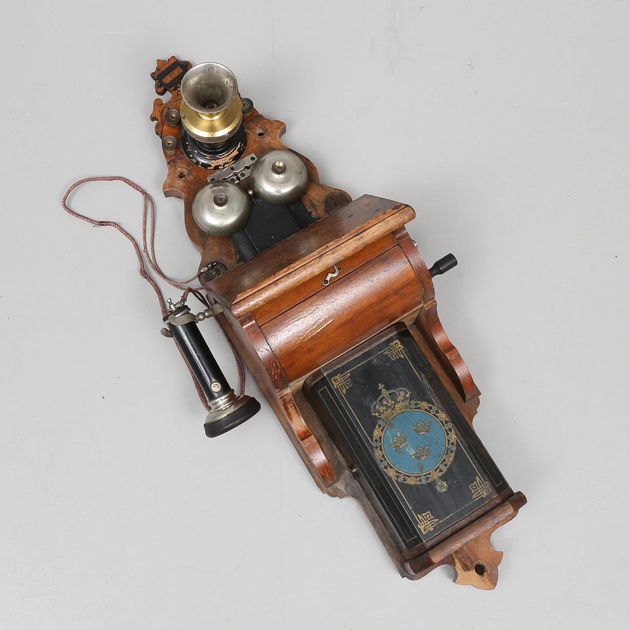 VÄGGTELEFON, K Telegrafverkets Verkstad Stockholm, tidigt 1900-tal.