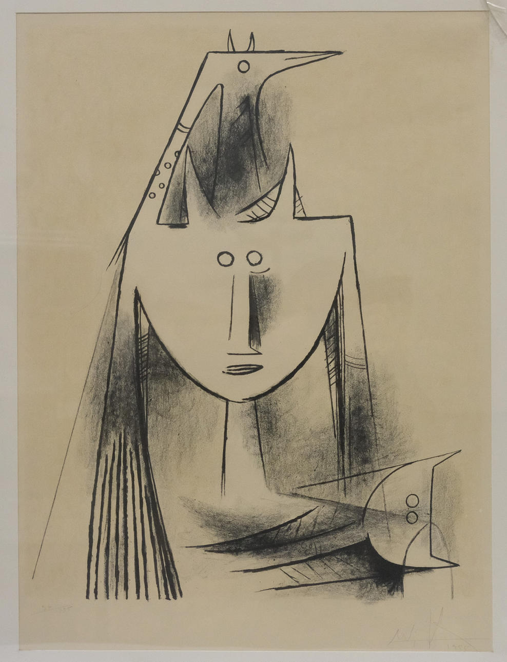 WIFREDO LAM. LITHOGRAPHY, FIGURE COMPOSITION.