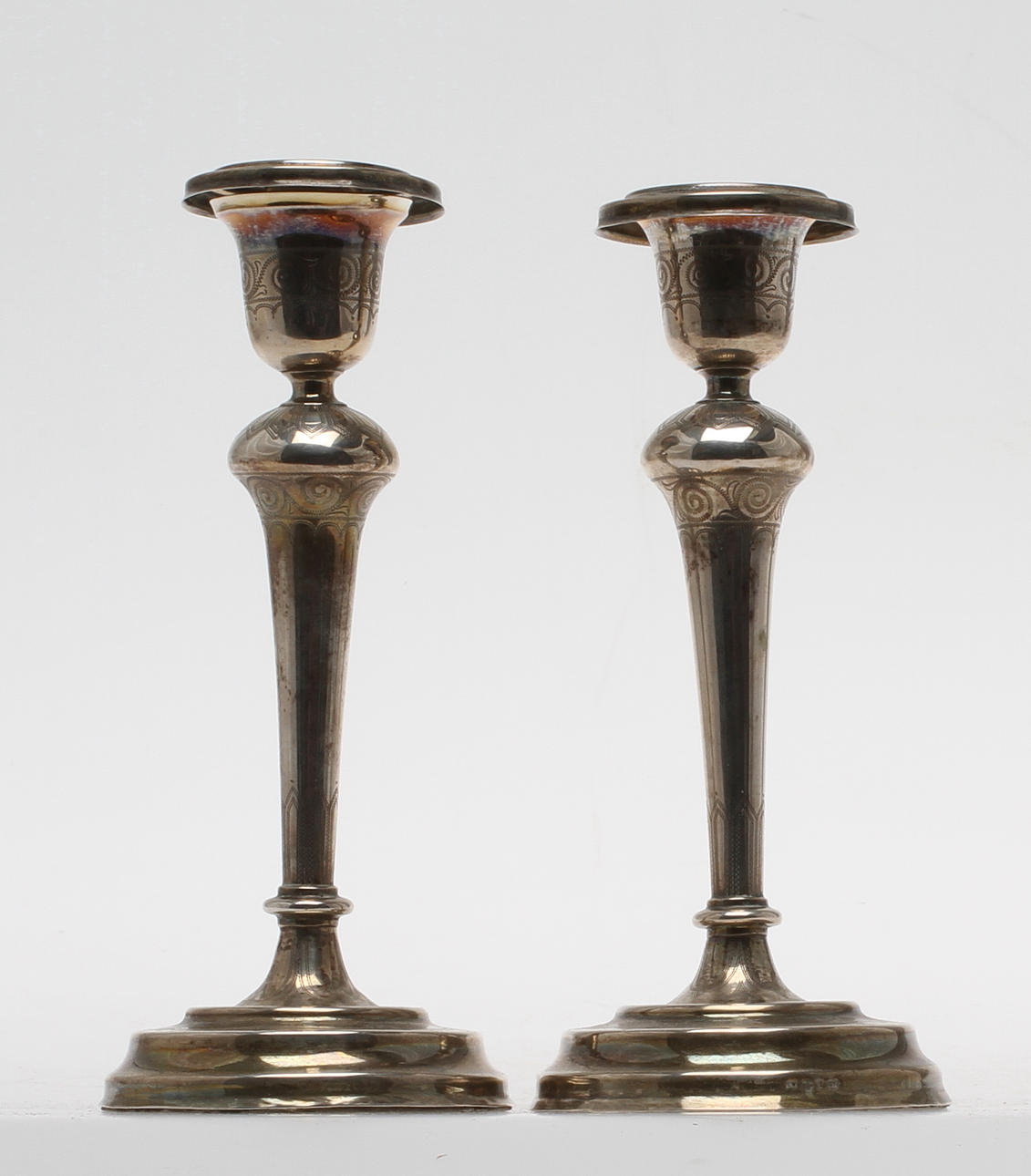 LJUSSTAKAR, 1 par, silver, stmpl CW/GW? Stockholm 1874.