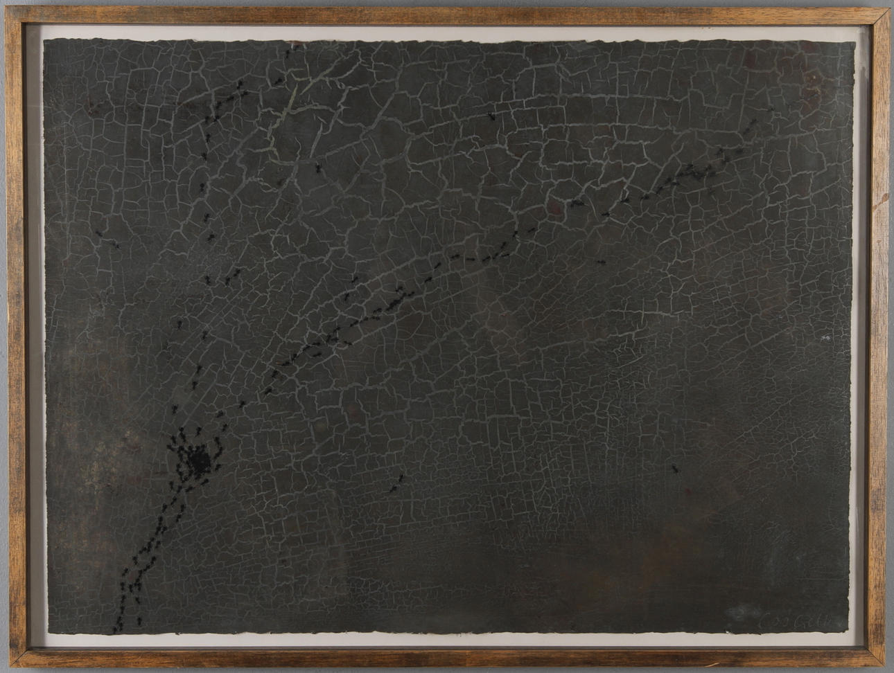 COO GELLER. Komposition med myror, blandteknik, signerad.