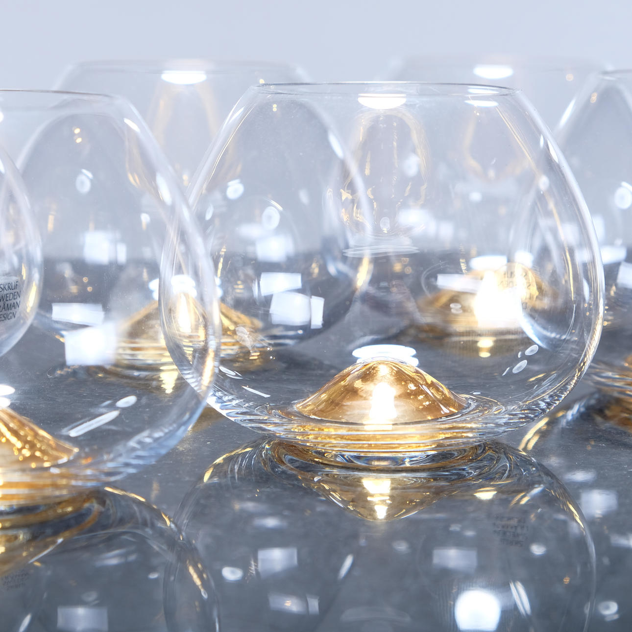 INGEGERD RÅMAN. Konjaksglas, 6 delar, Skruf Sweden, I Råman design