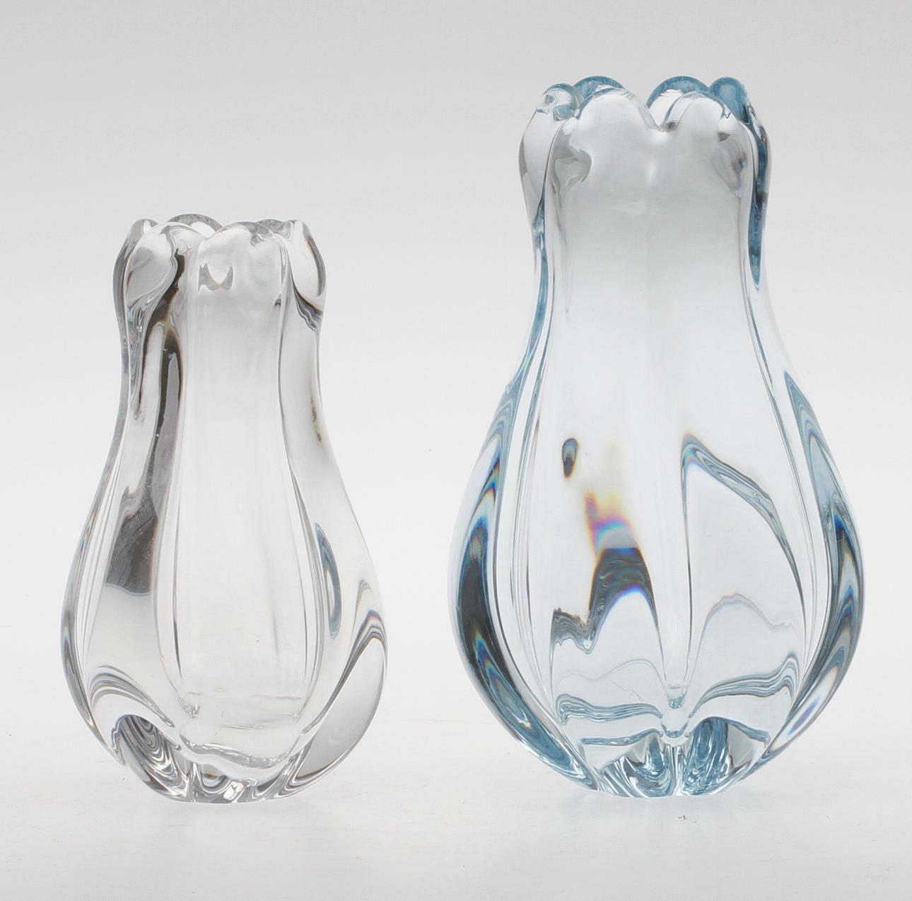 VASER, 2 st, glas, "Stella Polaris", Vicke Lindstrand, Orrefors, sign.