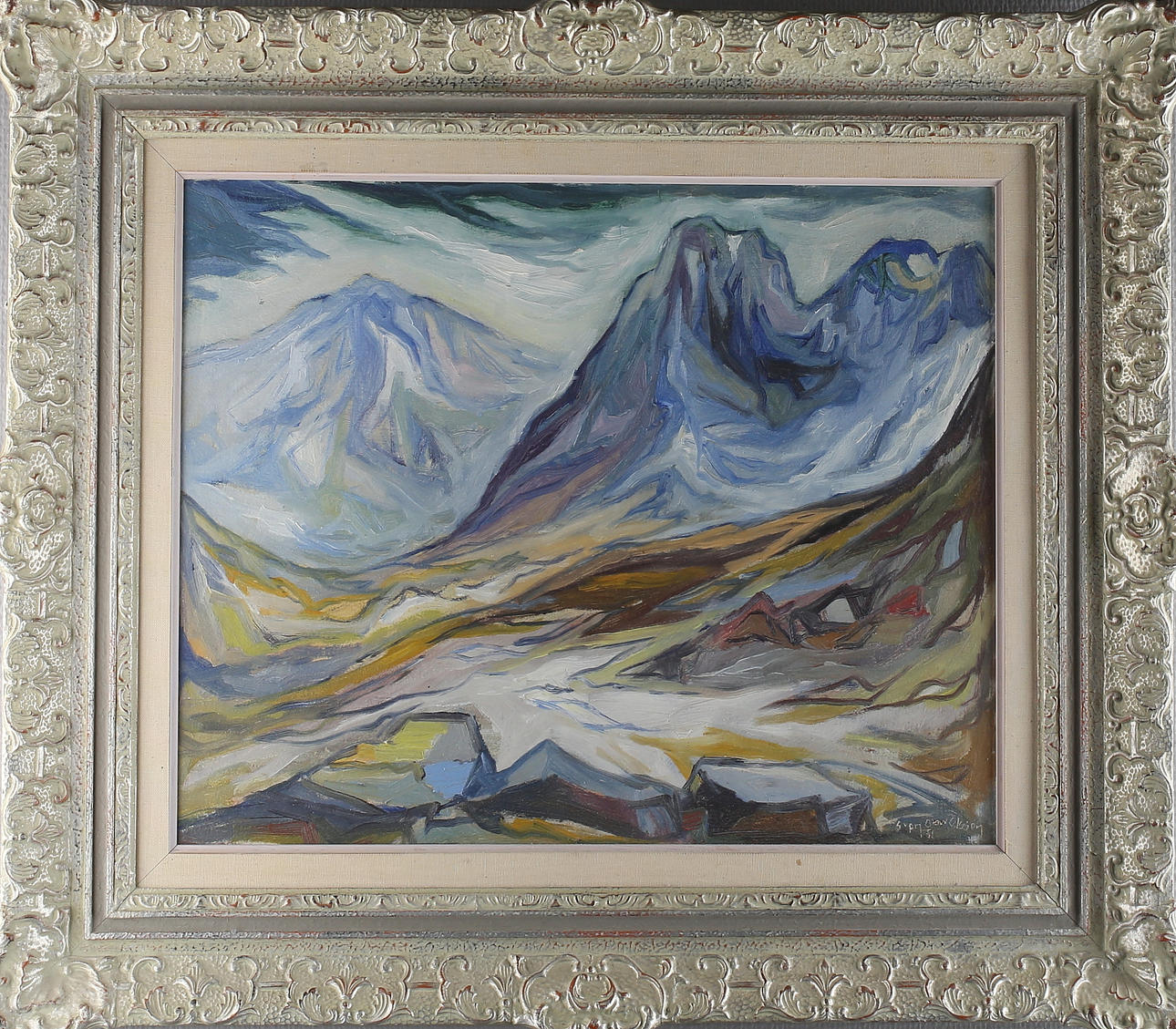 SVEN OLOW OLSSON. "Jotunheimen", olja på pannå, signerad samt daterad -51.