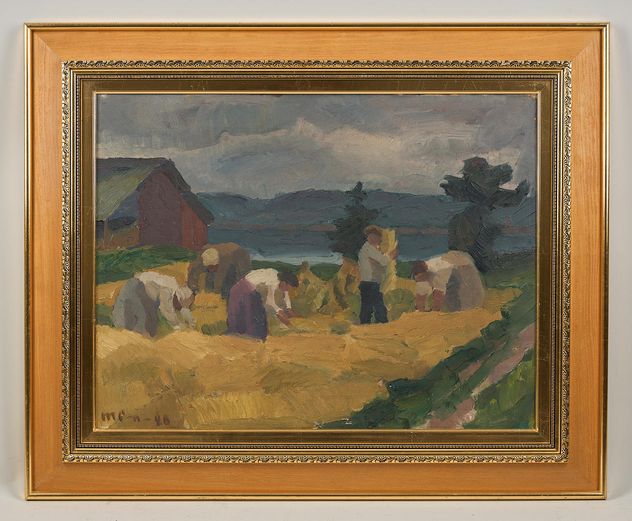 MARCUS COLLIN. Harvest work, signed and dated -20, oil on canvas.