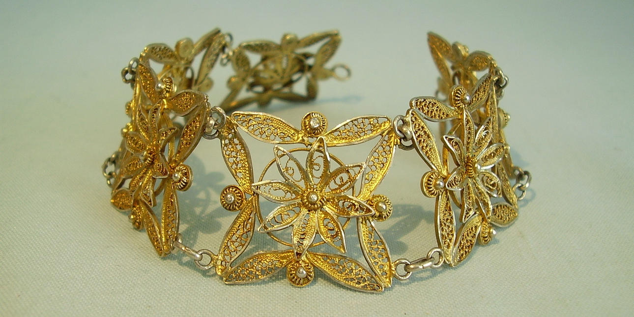 ARMBAND FILIGRAN ANTIK Portugal runt 1930.