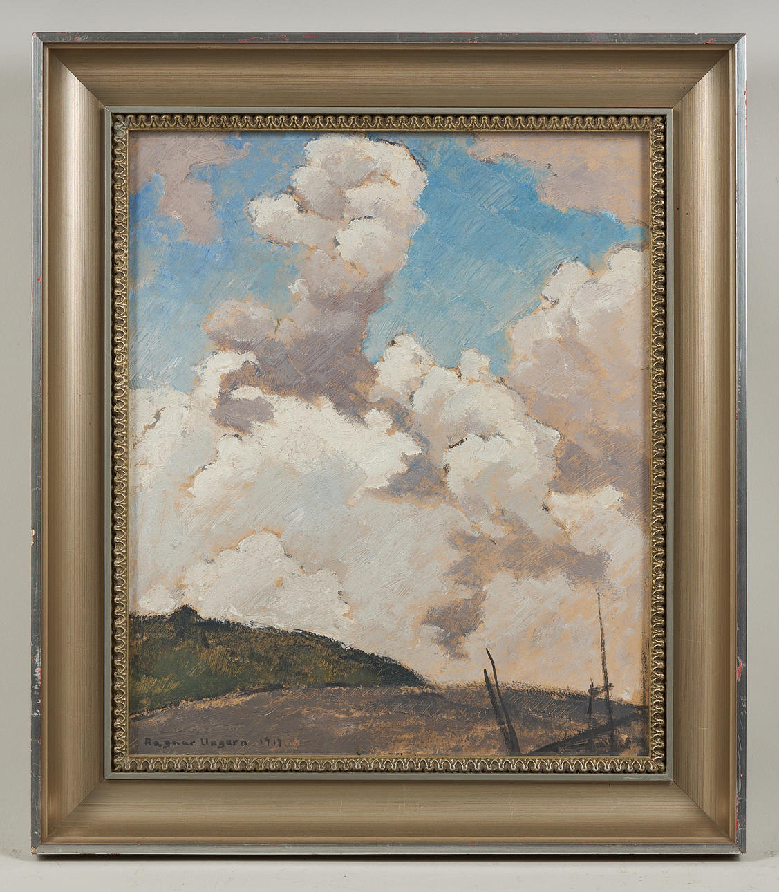 RAGNAR UNGERN. Cloud study, signed and dated 1917, oil on panel.