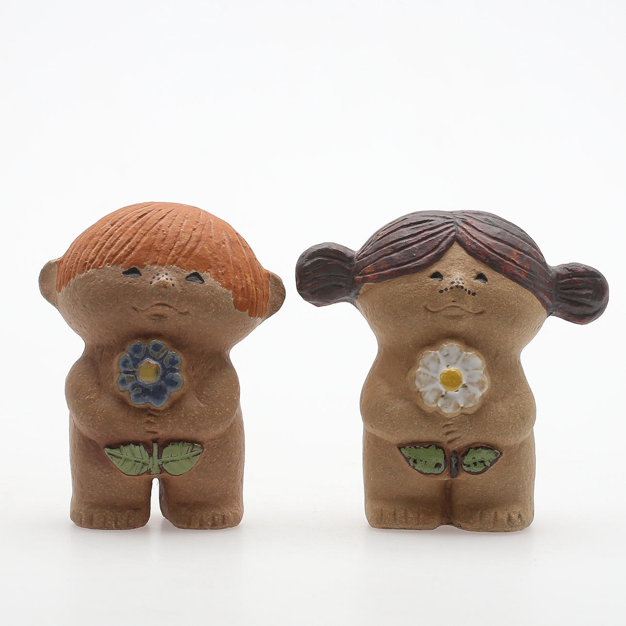 FIGURINER, 2 st, stengods, "Adam & Eva", Lisa Larson, Gustavsberg, ur serien Adam & Eva 1972.