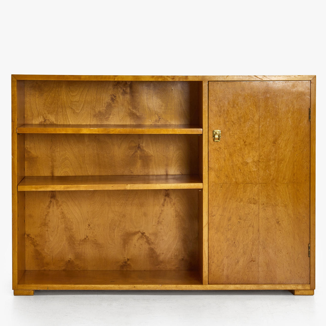 SHELF with cupboard, birch veneer, 1930/40s.