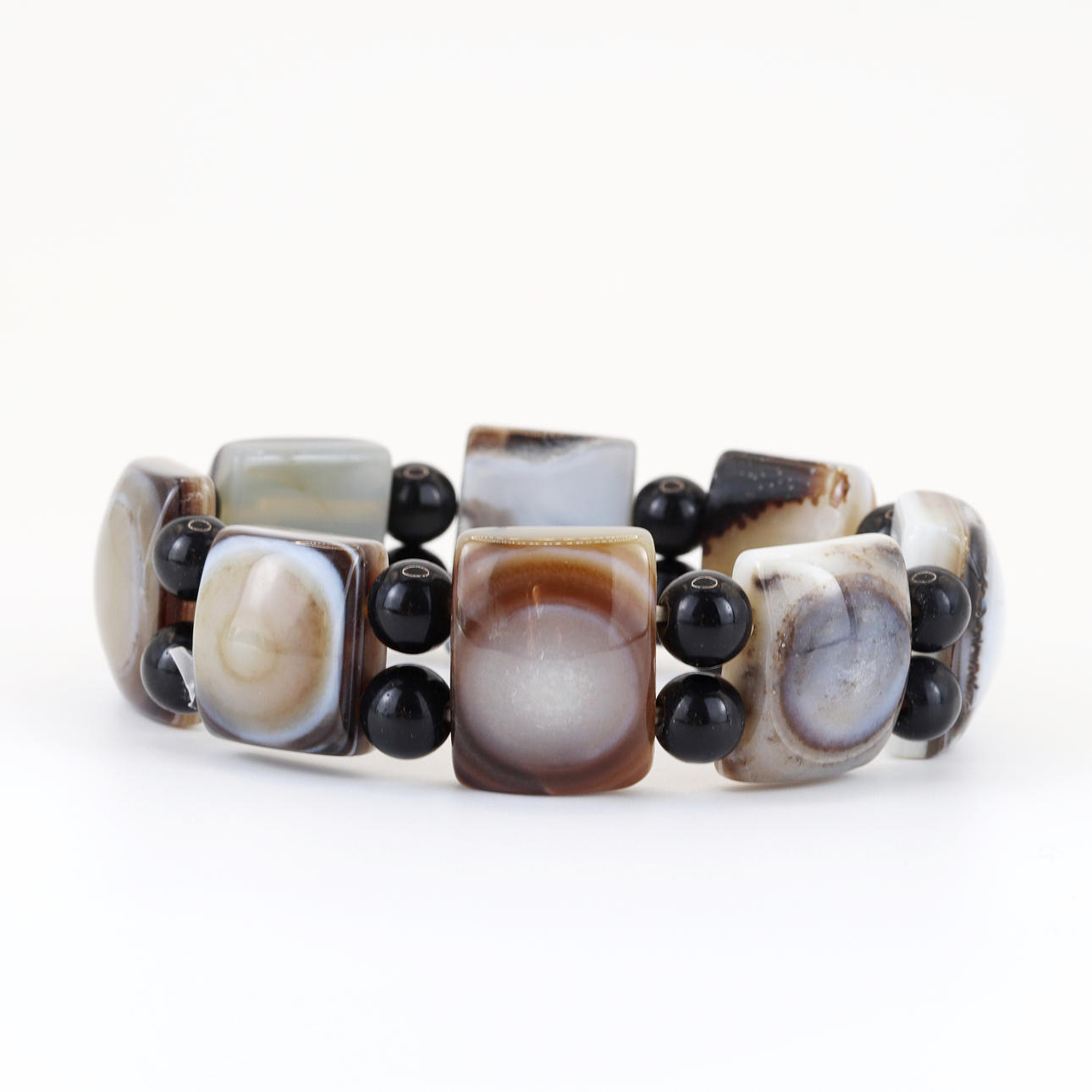 PULSERA DE ABALORIOS DE ÁGATA CON BANDAS.