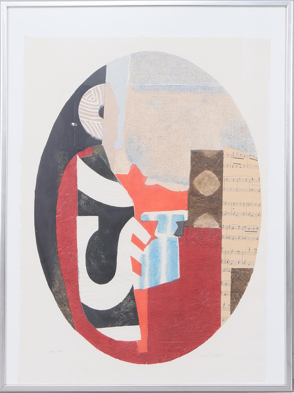 MAX PAPART. Komposition, blandteknik, nr 12/75, signerad.