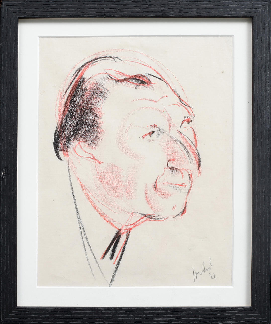 JOHN JON-AND. "Filosoferar", krita, signerad.