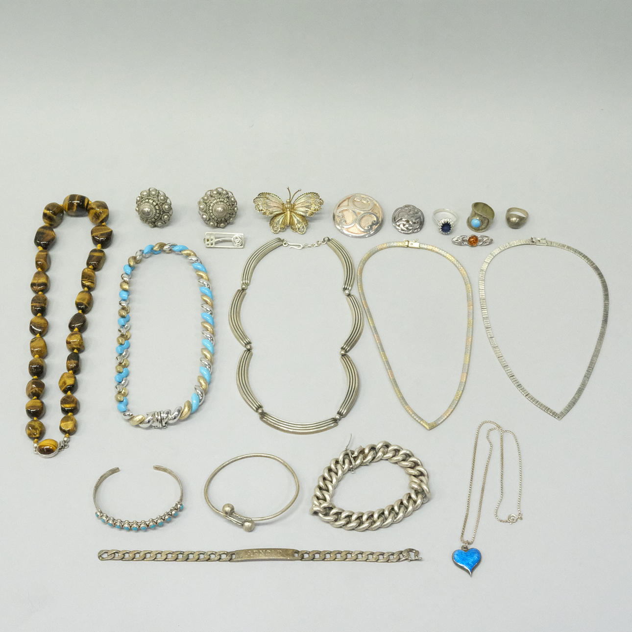 JEWELRY, SILVER, 17 PIECES.