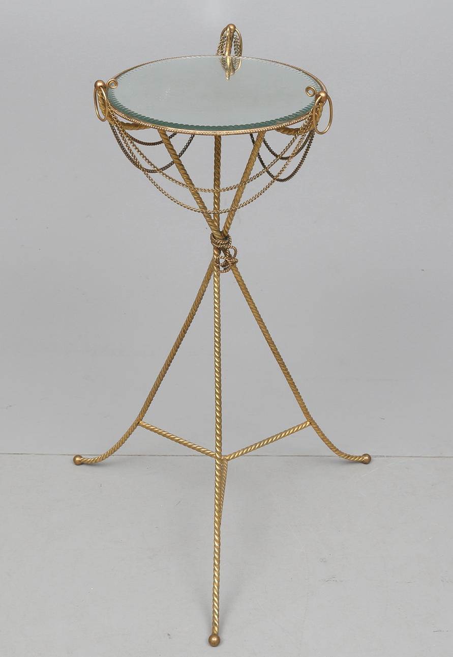 PIEDESTAL / BLOMSTERBORD, metall och glas, 1900-talets första del.