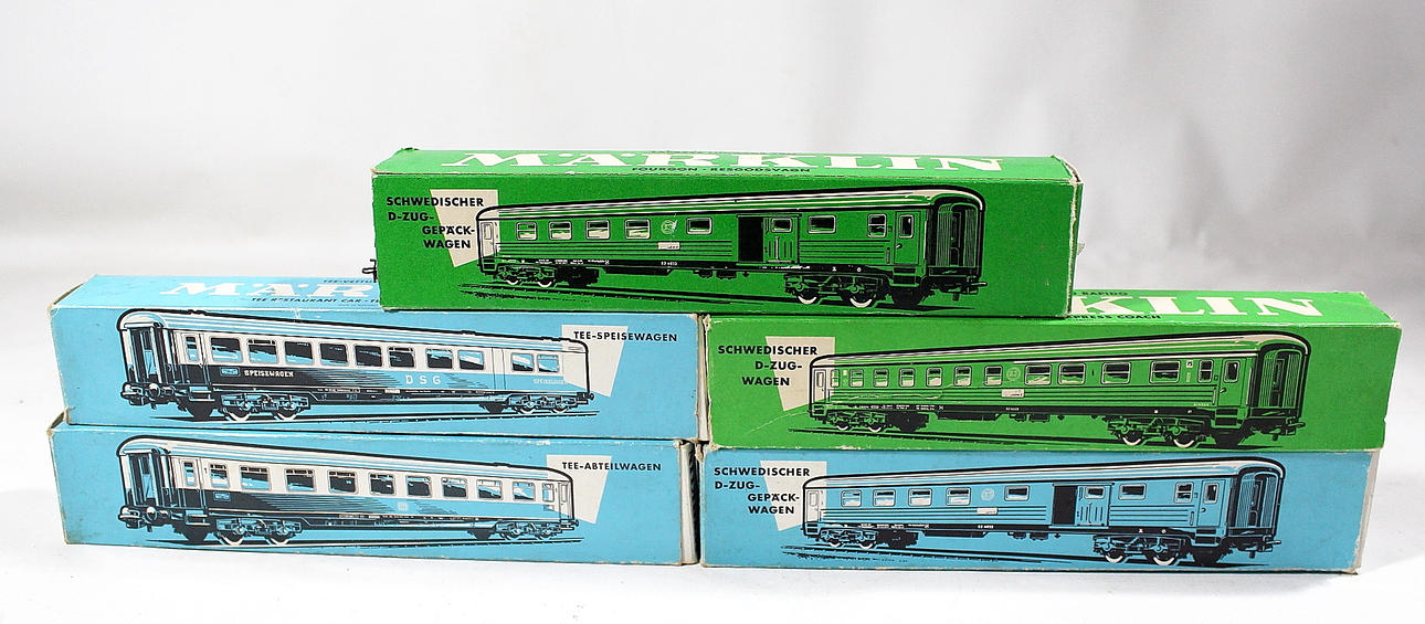 TÅGVAGNAR, 5 st, Märklin.